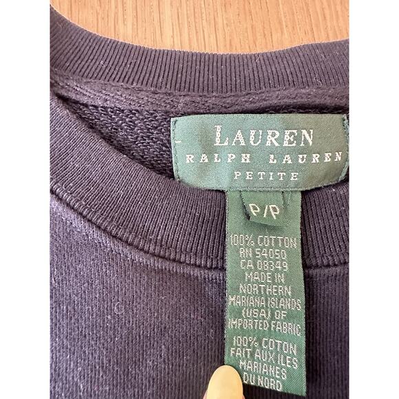 LAUREN RALPH LAUREN CLASSIC NAVY BLUE CREWNECK COTTON SWEATSHIRT Small P 2230 - Picture 7 of 7